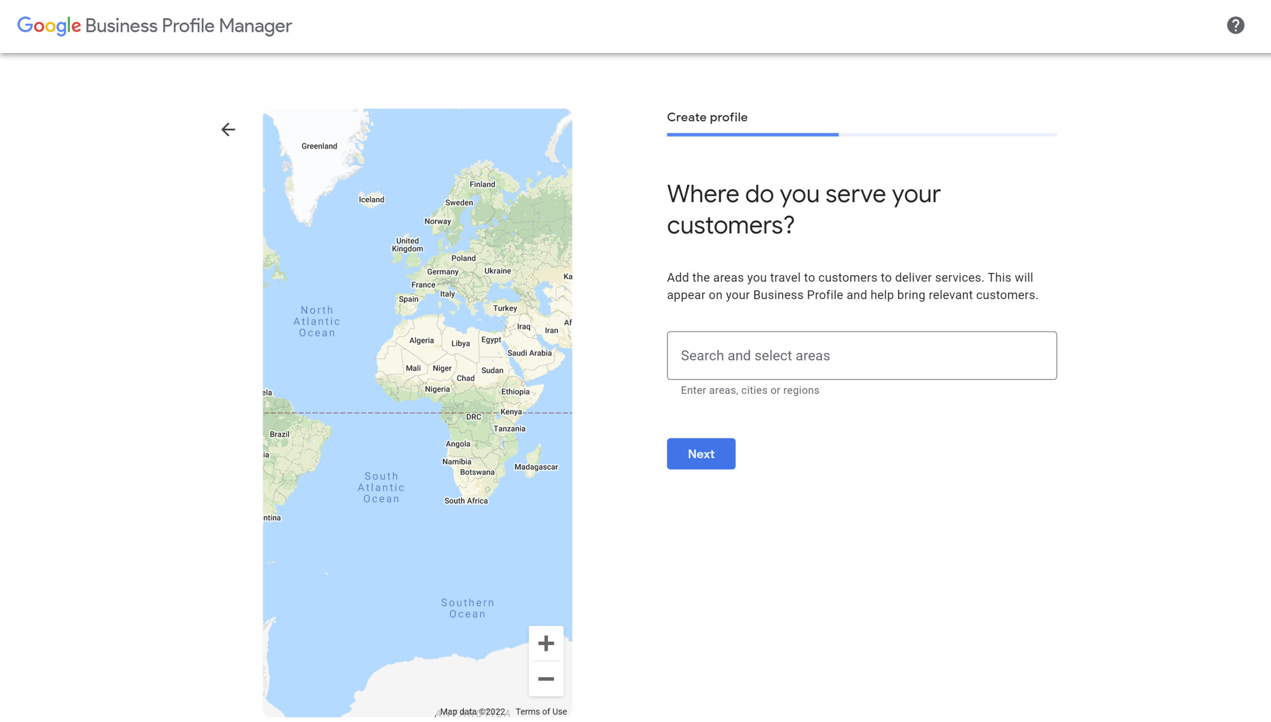 Find and add your preferred service area to your GBP profile