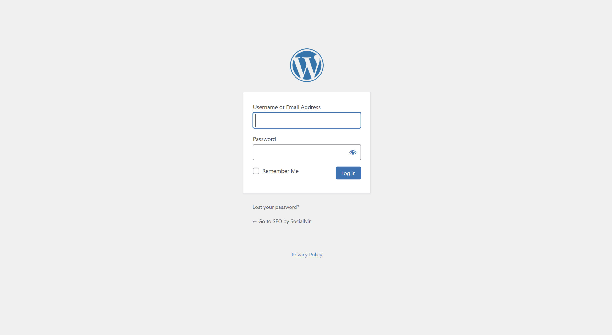 The default WordPress login screen.